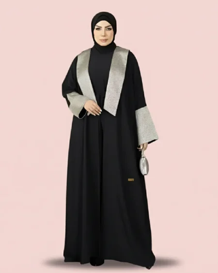 طقم عباية خروج شيك وشنطة من الكريب الأسود