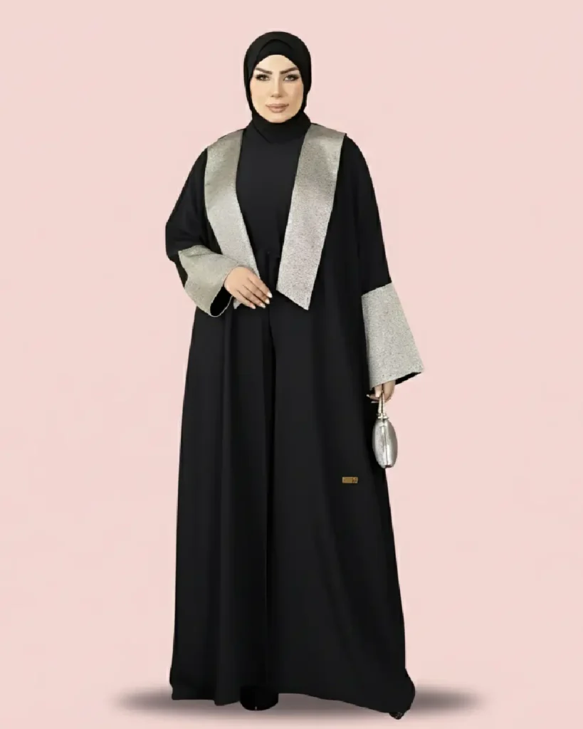 طقم عباية خروج شيك وشنطة من الكريب الأسود