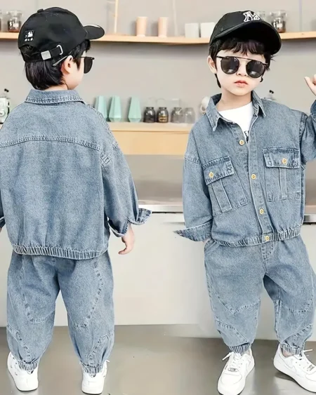 طقم جينز أولادي عصري من قطعتين – لإطلالة جريئة ومريحة في كل مغامرة! من زيلينا