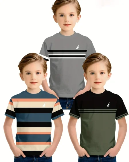 تيشيرت صيفي أولادي بطباعة 3D – اطلالة رياضية مليئة بالحيوية من زيلينا