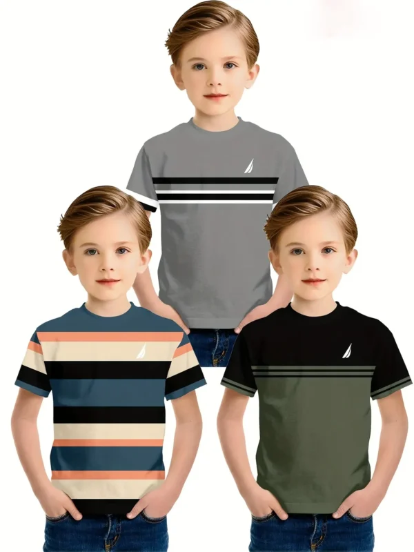 تيشيرت صيفي أولادي بطباعة 3D – اطلالة رياضية مليئة بالحيوية من زيلينا