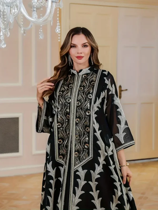 Luxury fashion veiledفساتين محجبات موضة مثالي للحفلات والمناسبات dresses فستان إسلامي أنيق بترتر فاخر طقم قطعتين بتصميم مطرز ومحتشم للمناسبات والارتداء اليومي