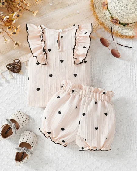 إطلالة ربيعية راقية للرضيعة – طقم بناتي مريح بعمر 0–3 سنوات من زيلينا