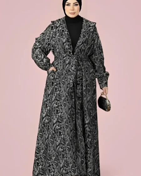 عبايات سوداء خروج مستورد موديل كلوش باللون الأسود والرمادي