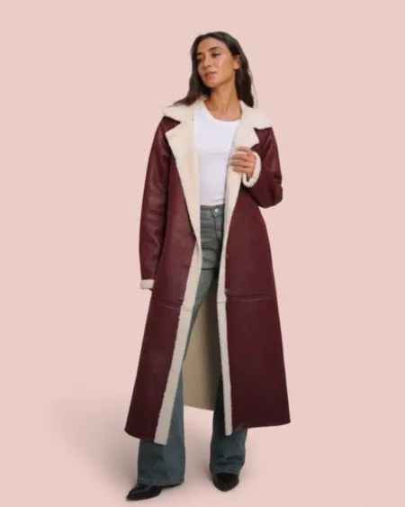 كوت جلد مستورد عالي الجودة ببطانة فرو كثيفة للشتاء