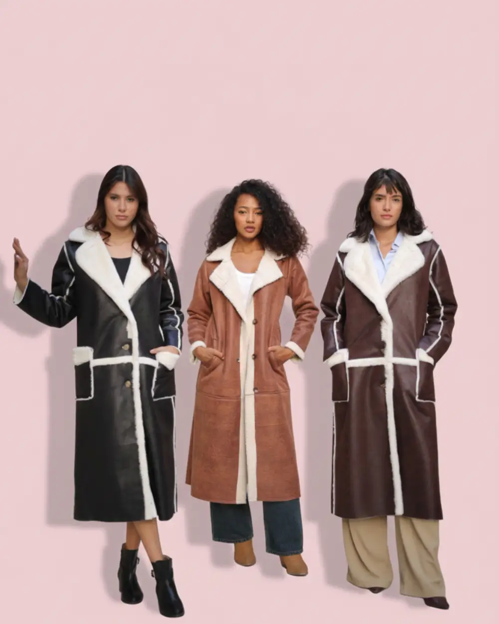 ملابس شتوية نسائية أنيقة وعملية لإطلالة عصرية من زيلينا 15 ألوان كوت الجلد المبطن فرو المتوفرة في متجر زيلينا