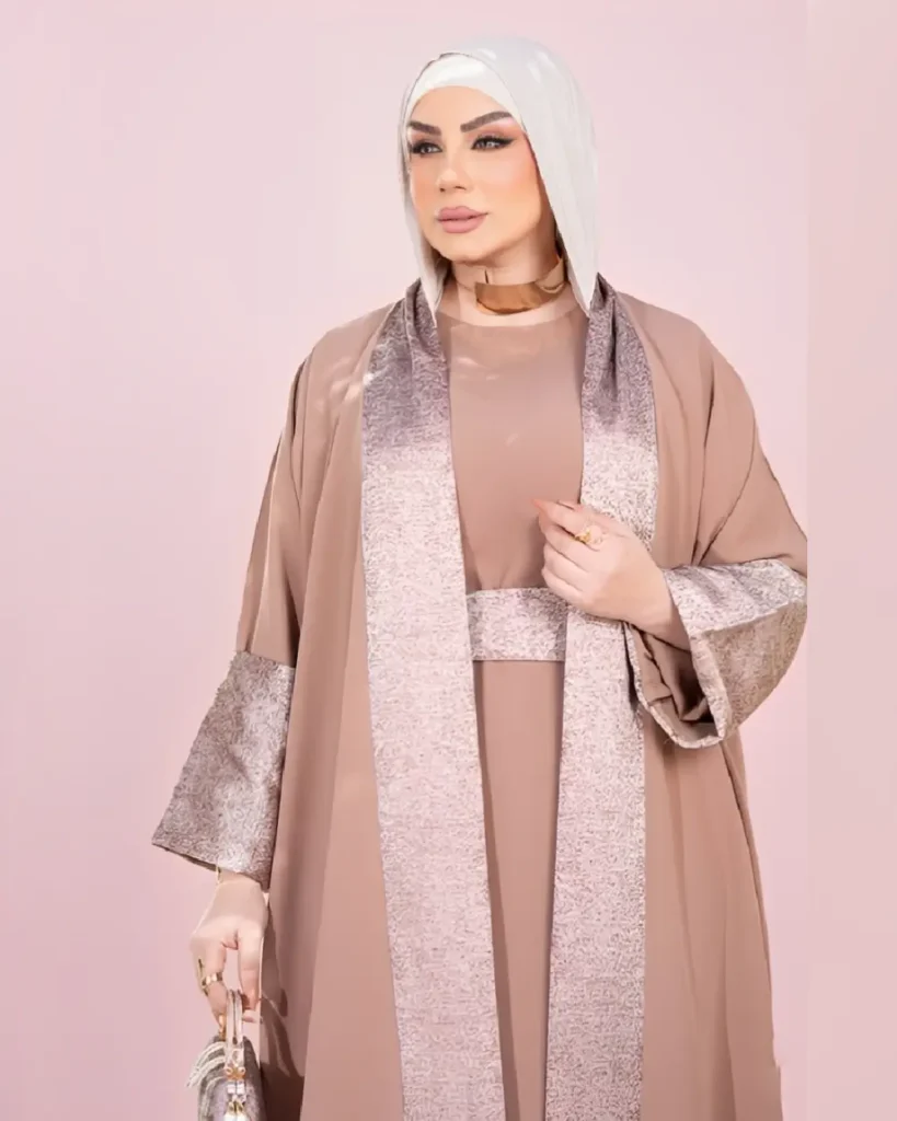 abaya matching handbag jacquard set