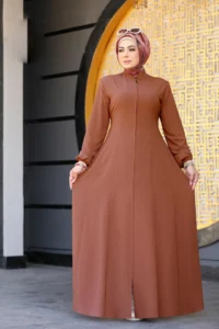 عبايات خروج للمحجبات قطنية باللون البيج تناسب المحجبات لإطلالة يومية مريحة