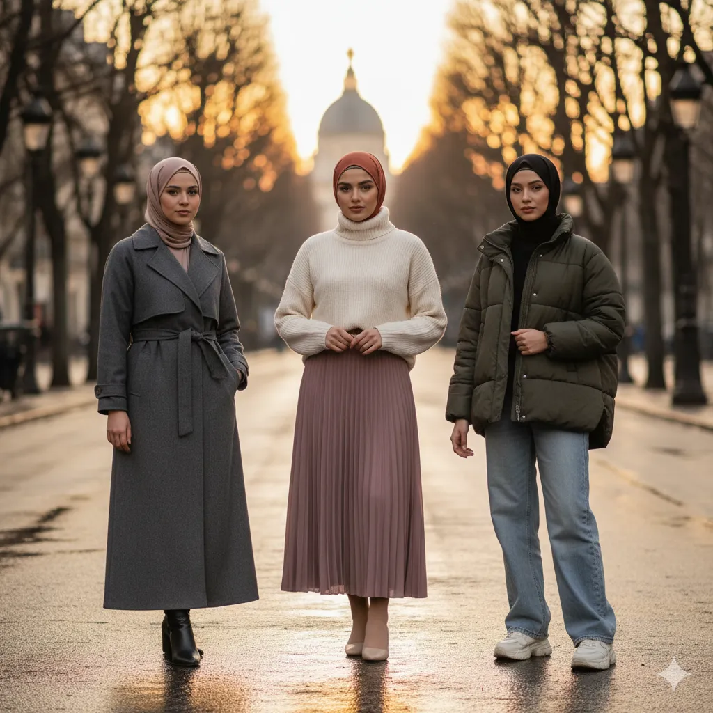 أجمل تنسيقات ملابس شتوية للمحجبات أناقة دافئة تناسب كلّ ذوق 2 اختيار الملابس الشتوية للمحجبات يحتاج إلى موازنةٍ دقيقة بين الدفء والأناقة والاحتشام. فالمحجّبة لا ترتدي طبقات الملابس لمجرّد الحماية من البرد